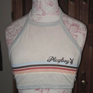 PLAYBOY Women's Crop Top with Stripes